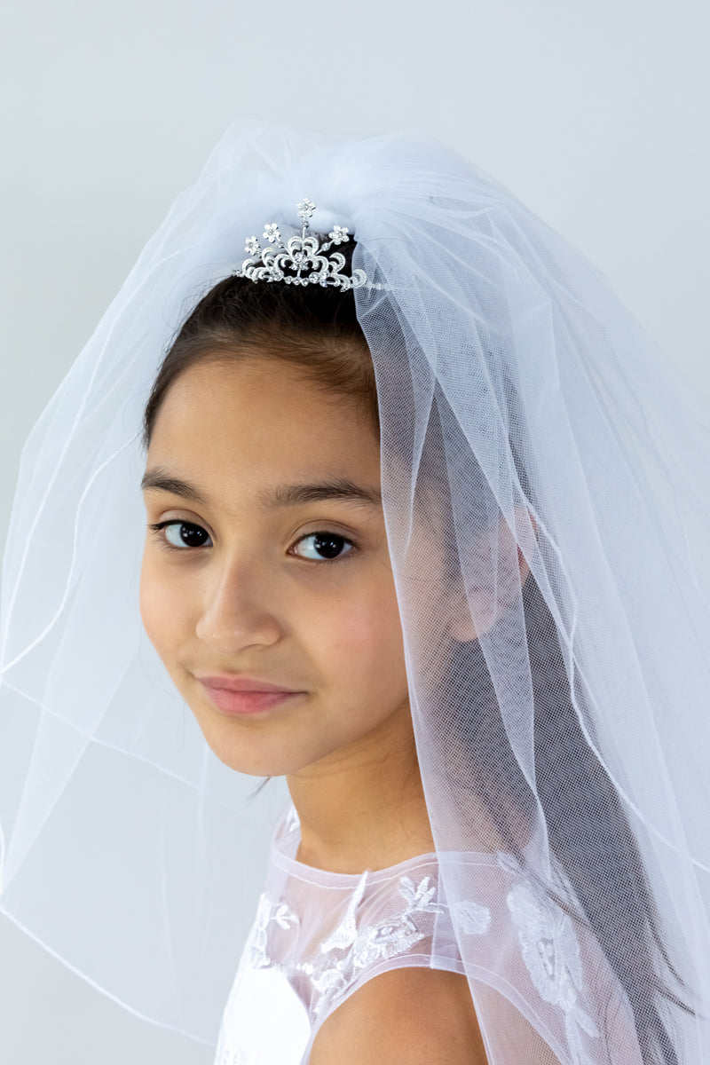 Communion Veil Ribbon Edge headdress first Holy Communion outfit tulle –  Strasburg Children